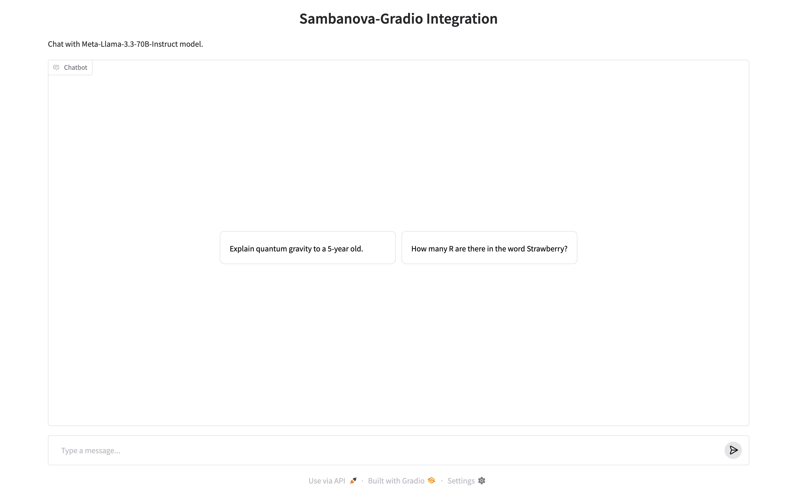 Gradio chat interface with Meta-Llama-3.3-70B-Instruct