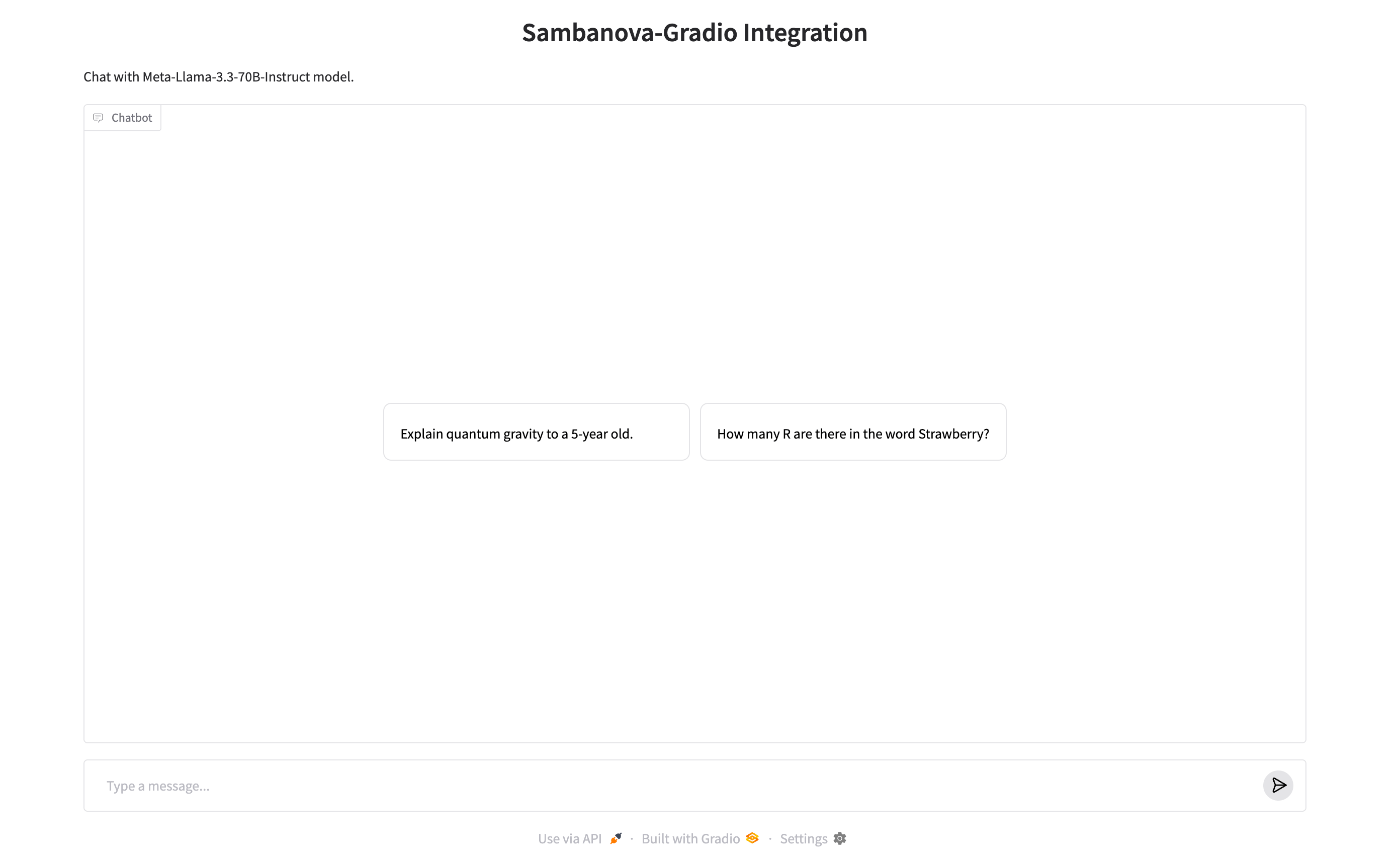 Gradio chat interface with Meta-Llama-3.3-70B-Instruct