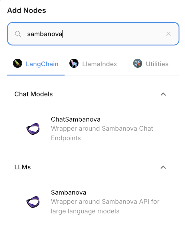 Flowise node selection