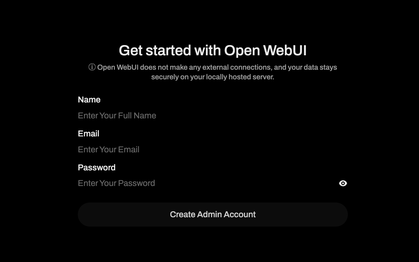 Open WebUI admin register panel