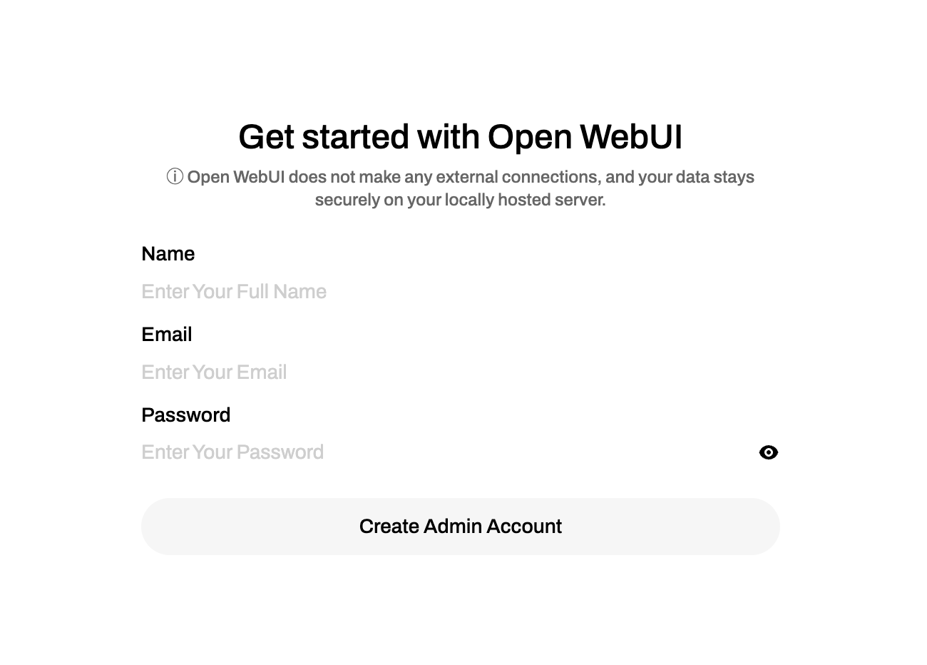 Open WebUI admin register panel