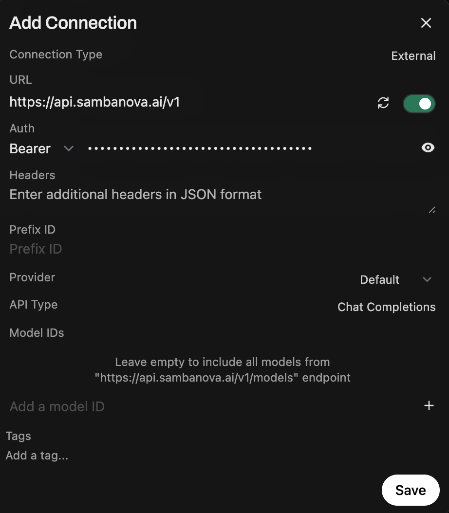 Open WebUI register provider panel