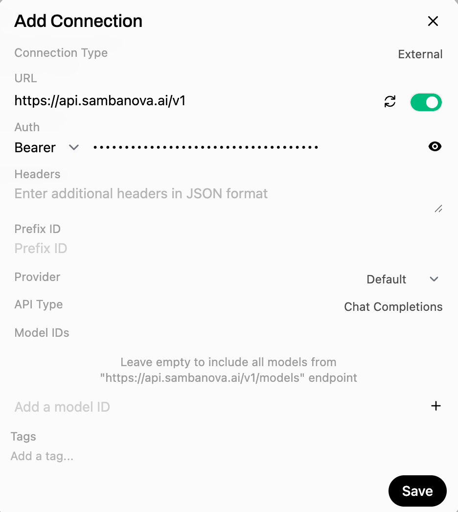 Open WebUI register provider panel