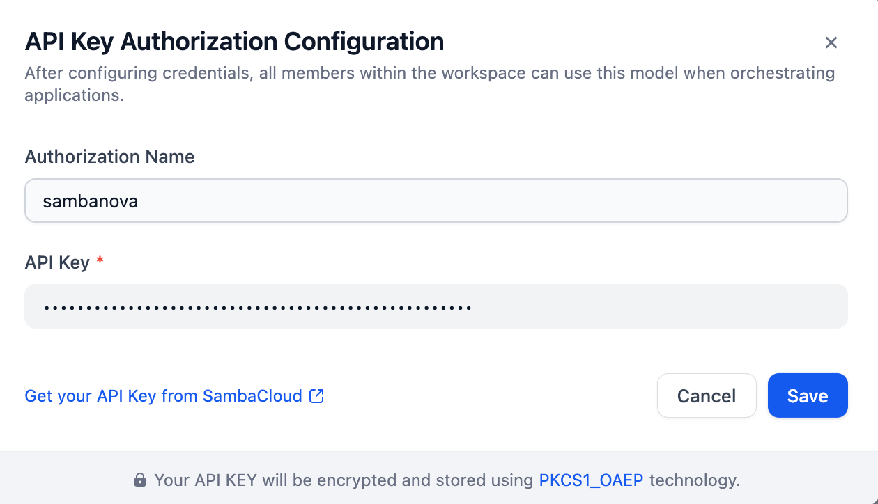 Dify SambaCloud model configuration