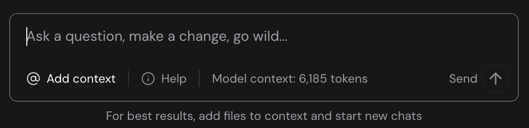 Screenshot showing the chat input box with 'Model context'.
