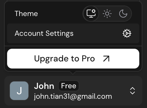 Screenshot showing where to view token usage in account settings