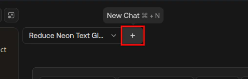Screenshot showing the New Chat button with plus icon and tooltip in the chat panel.