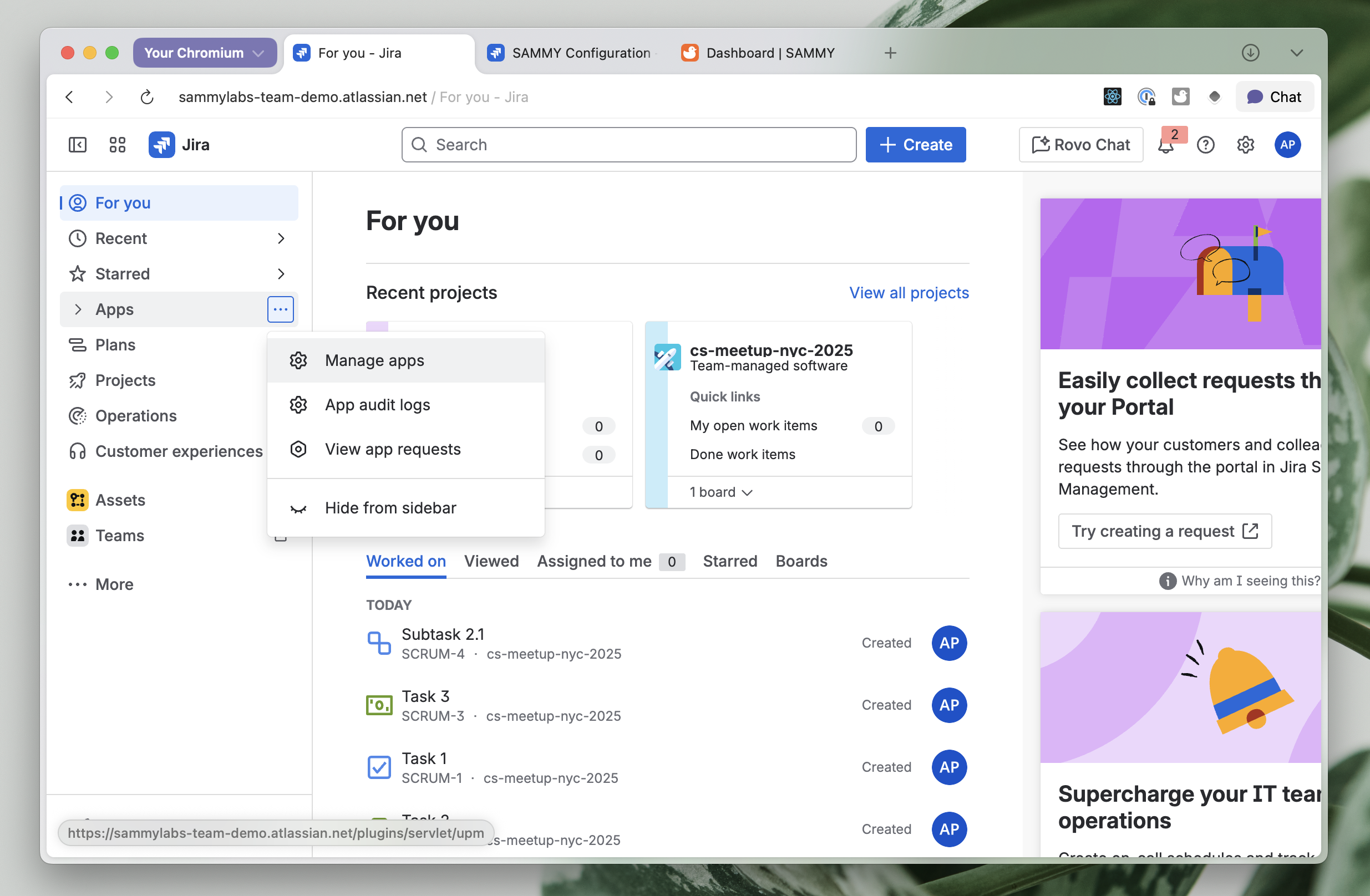 Admin configuration page navigation
