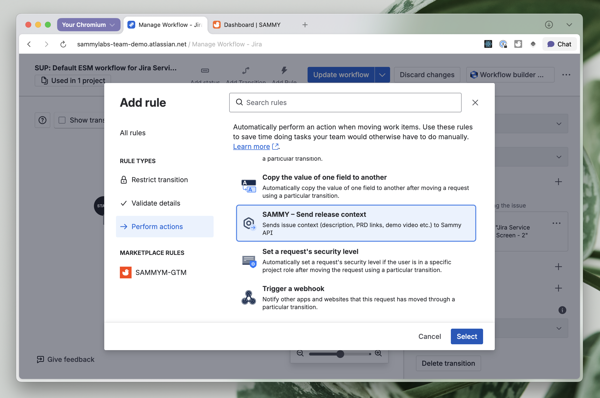 Add Workflow Action