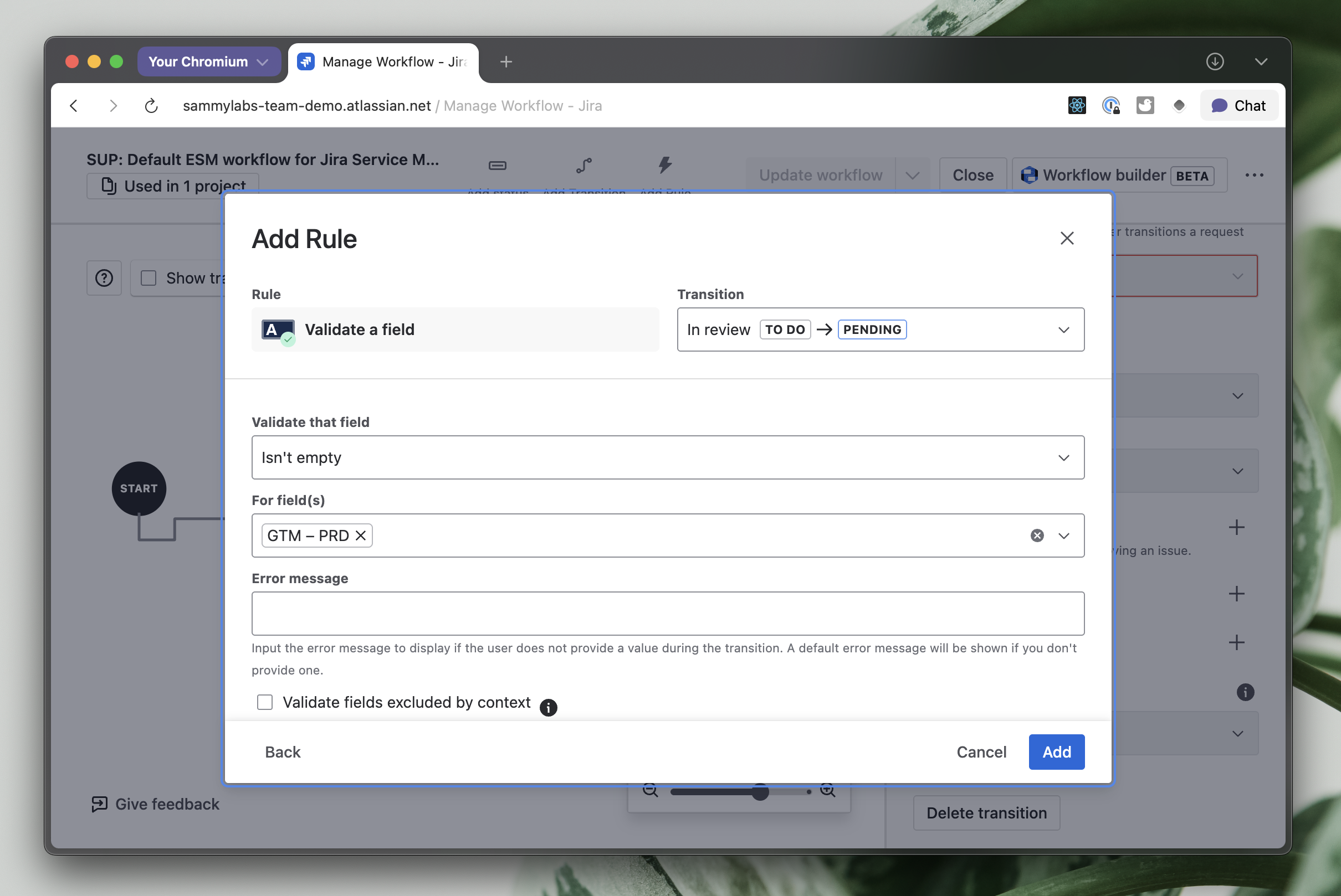 Configure validator