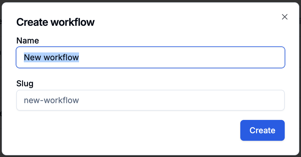 Create Workflow Dialog