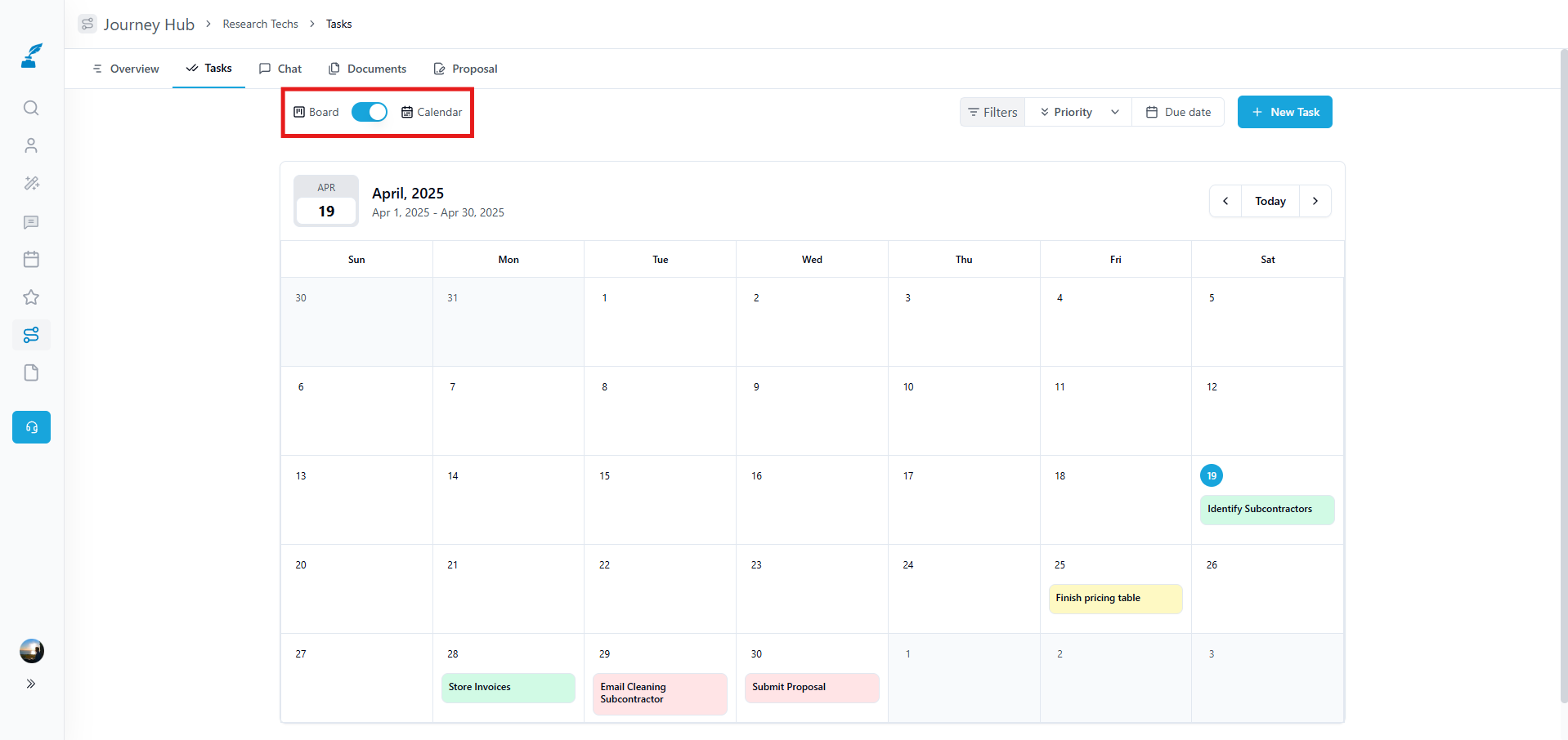 Journey Calendar View