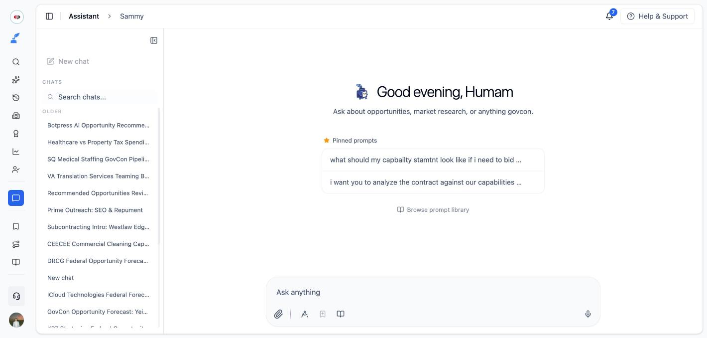 Sammy chat interface
