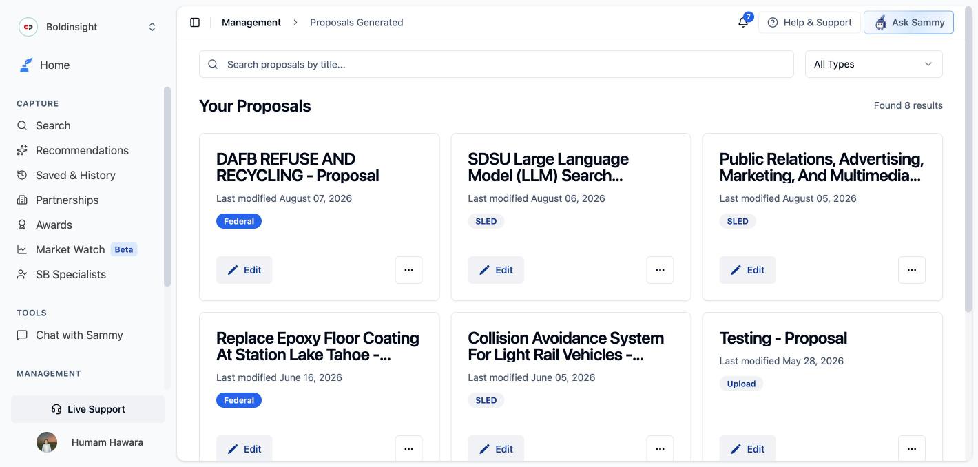 Proposal generation page