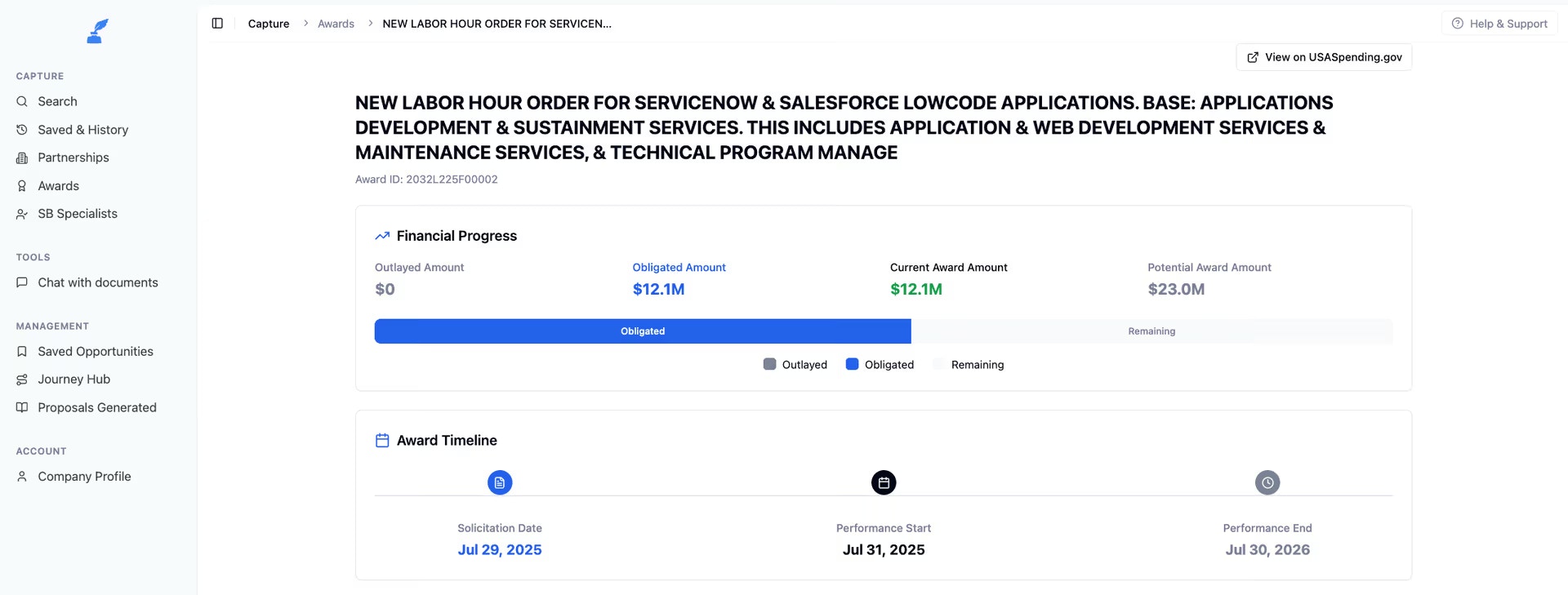 Competitor analysis view