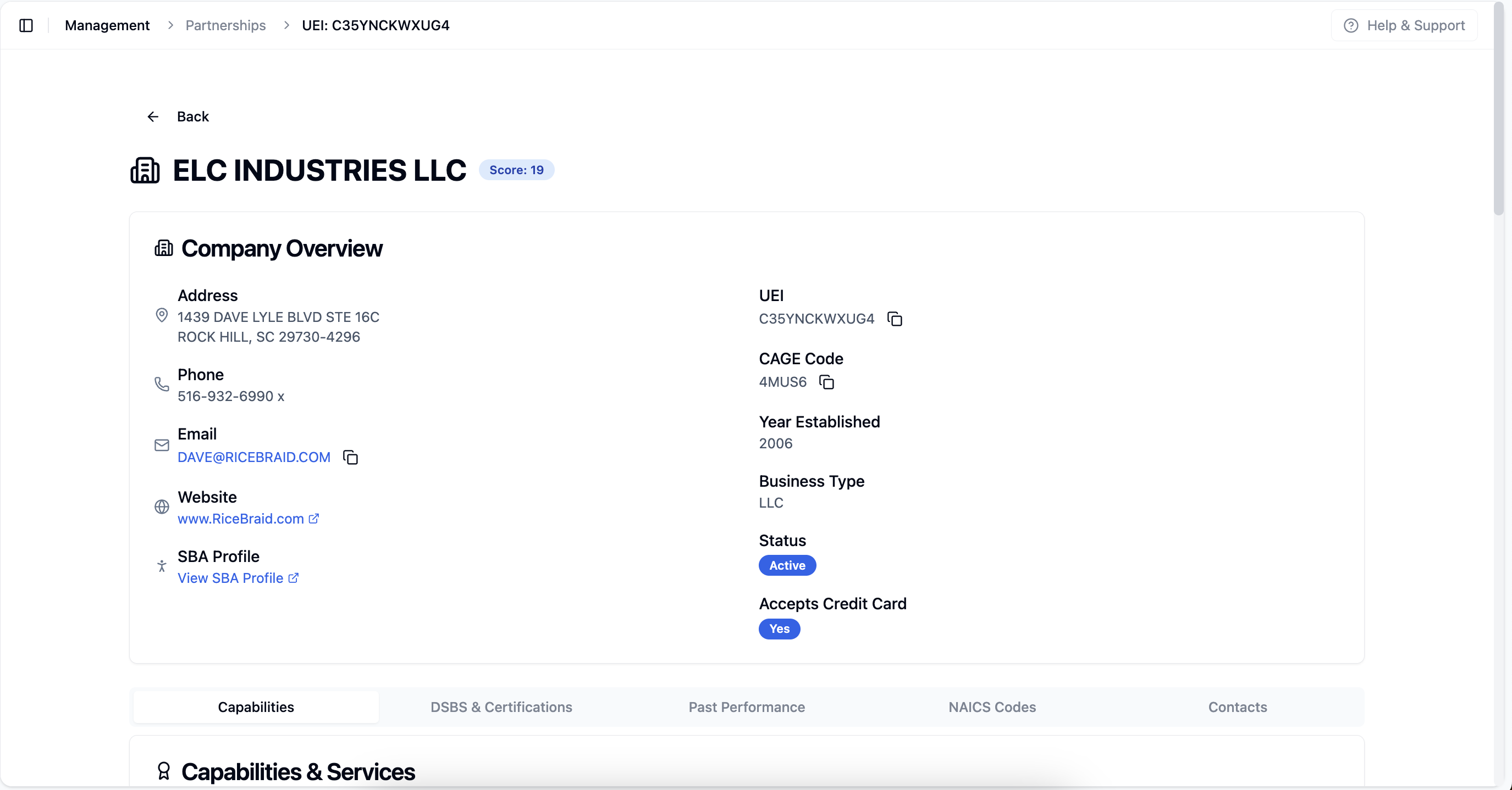 Partner Profile Information