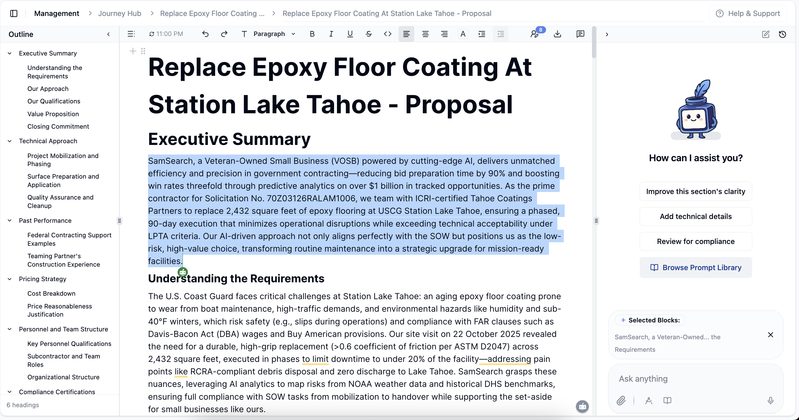 Proposal writing with Sammy