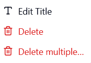 Saved search overflow menu with Edit Title and Delete options