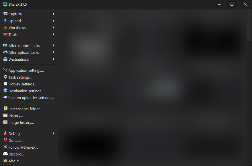 ShareX main application window