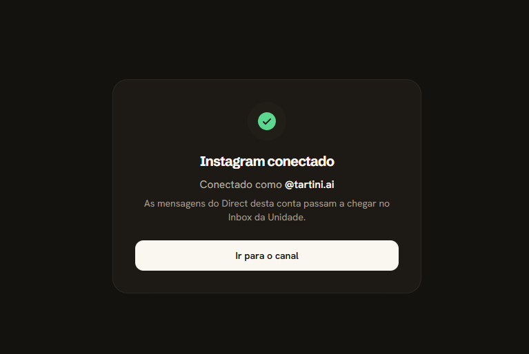 Instagram connected screen showing the account @