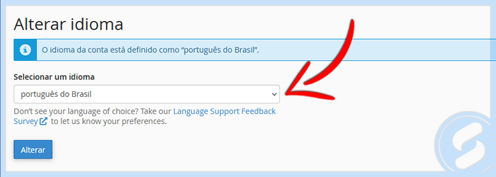 cPanel - Alterar idioma