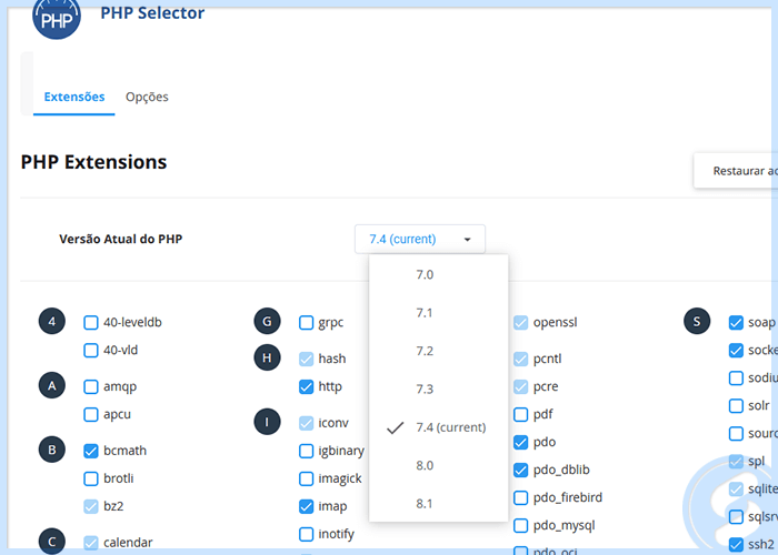 cPanel - Seletor PHP