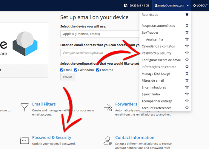 cPanel - Webmail senha
