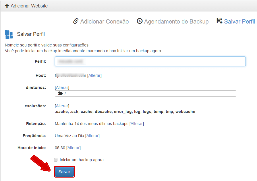 Cloud Backup - Agendar backup