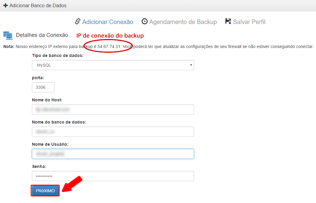 Cloud Backup - Agendar backup