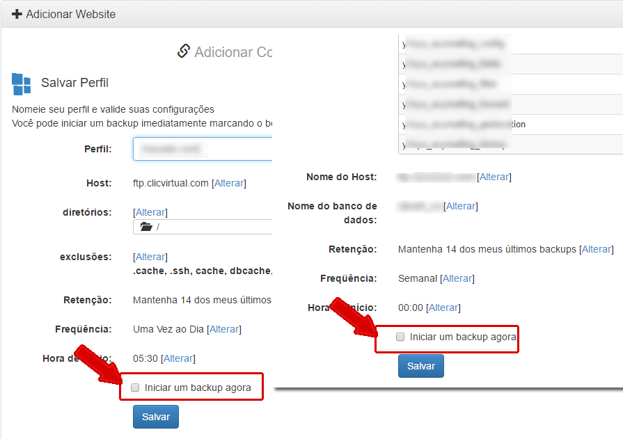 Cloud Backup - Iniciar backup