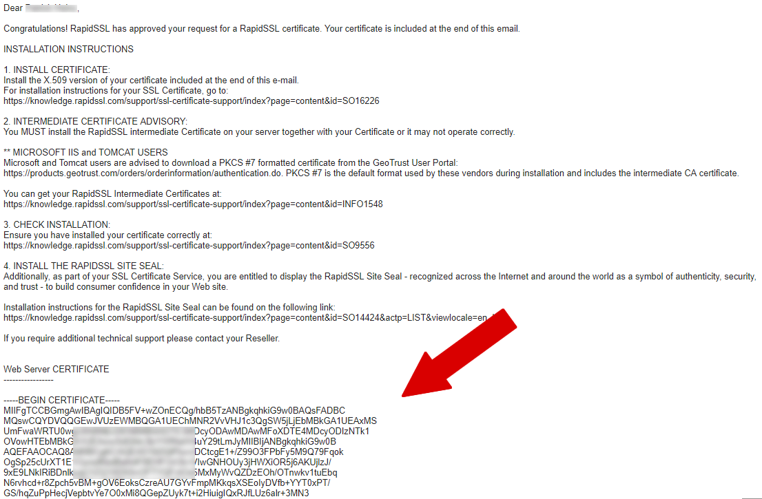 RapidSSL - Installation Instructions