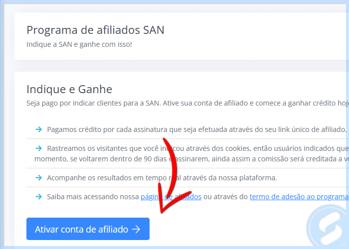 Afiliado SAN - Ativar