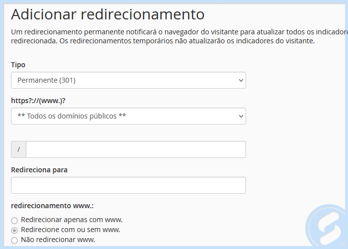 cPanel - Redirecionar domínio