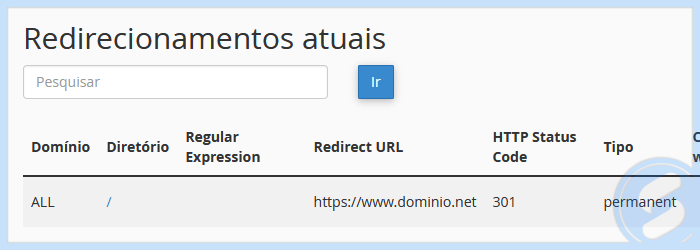 cPanel - Redirecionar domínio