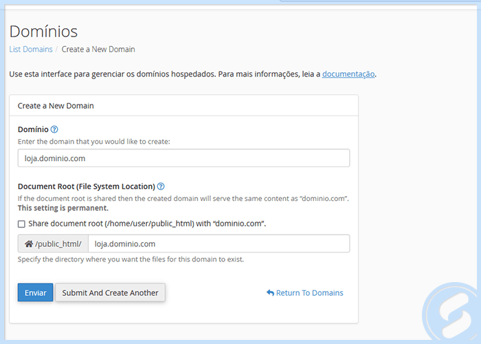 cPanel - Domínios