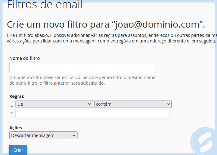cPanel - E-mail - Filtros