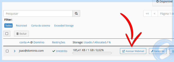 cPanel - E-mail - Contas Webmail