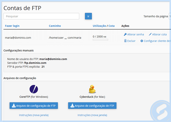 cPanel - Contas FTP