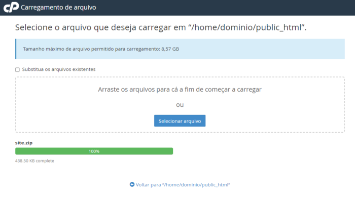 cPanel - Gerenciador de arquivos