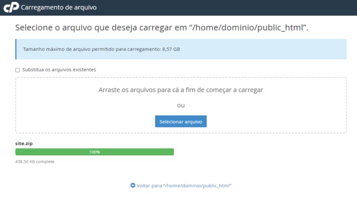 cPanel - Gerenciador de arquivos