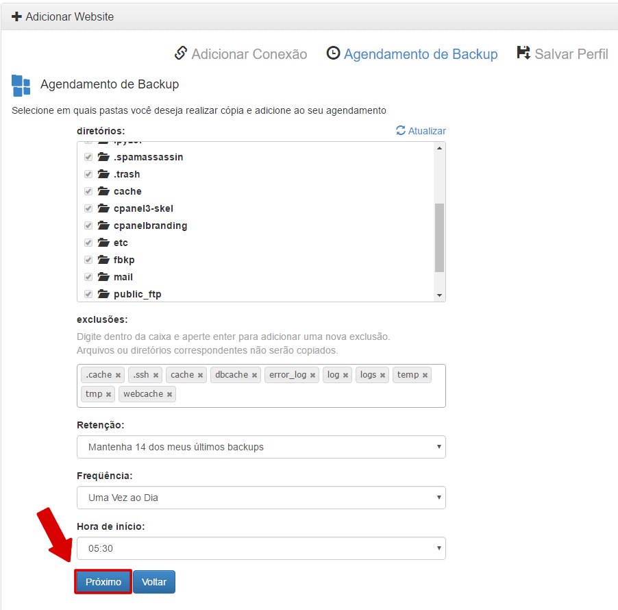 Backup - Websites agendamento