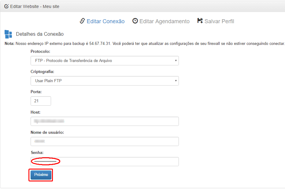 Backup - Websites conexão