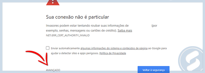 Chrome - Conexão não segura