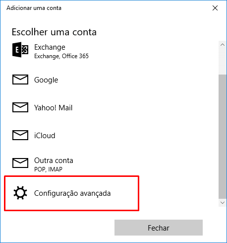 Como configurar e-mail no Windows 10 - Passo 2