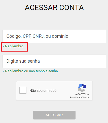Registro.br - Recuperar senha