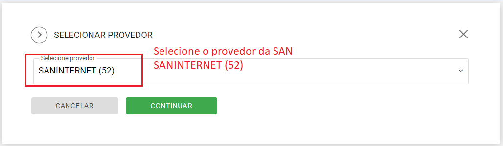 Registro.br - Selecionar provedor