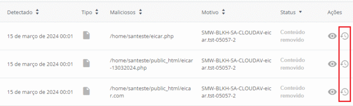 Proteção avançada - Restaurar