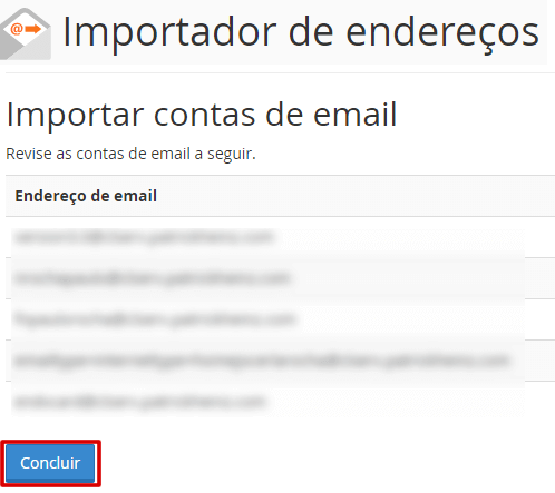 cPanel - Importador de endereços