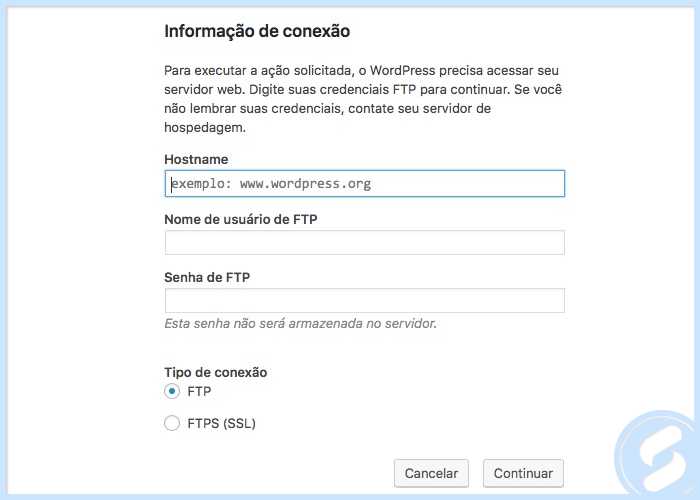 Conexão FTP do Wordpress