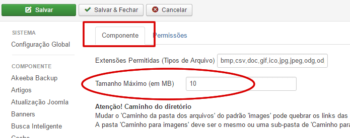 Joomla - Mídia componente
